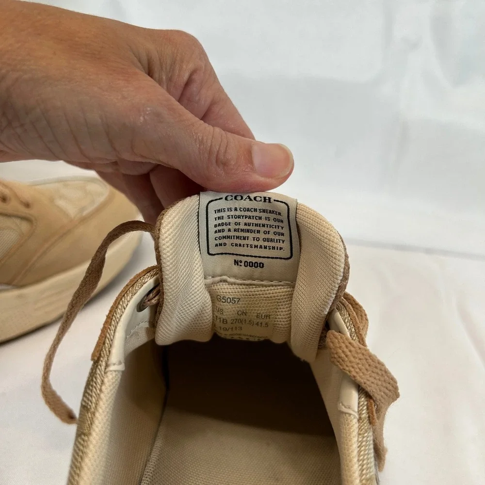 Coach C152 Sig Tech Runner Light Khaki Chalk G5057 Womens 11 B Sneaker